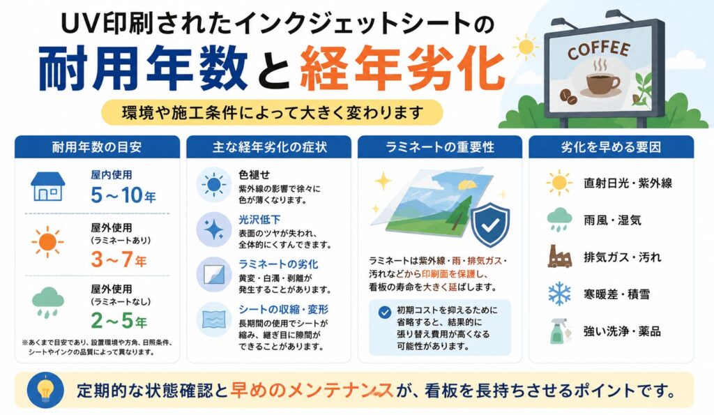 看板の耐用年数と劣化の原因について