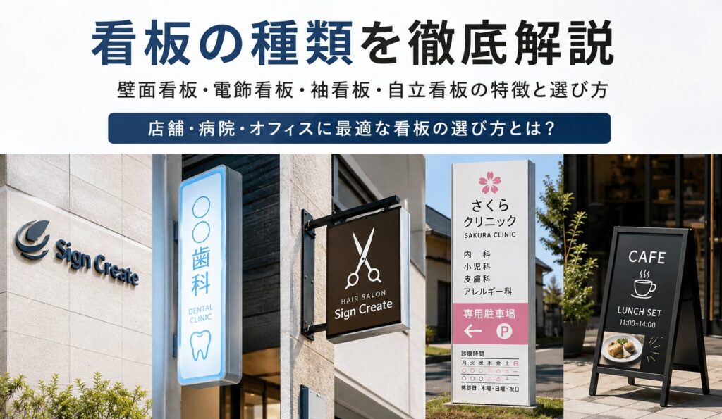 壁面看板・電飾看板・袖看板・自立看板の特徴と選び方